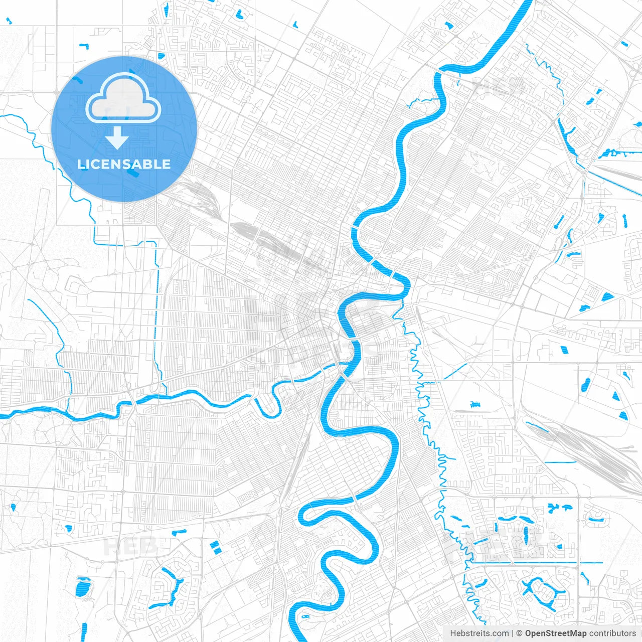 Winnipeg, Canada PDF vector map with water in focus