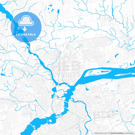 Gatineau, Canada PDF vector map with water in focus