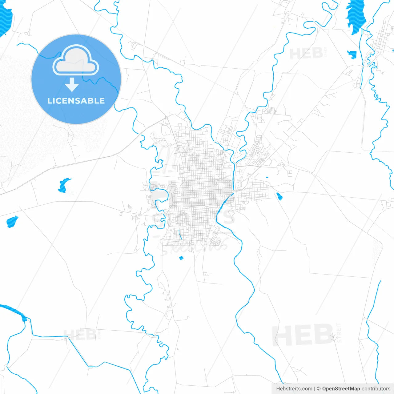 Guantánamo, Cuba PDF vector map with water in focus
