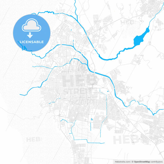 San Pedro Sula, Honduras PDF vector map with water in focus