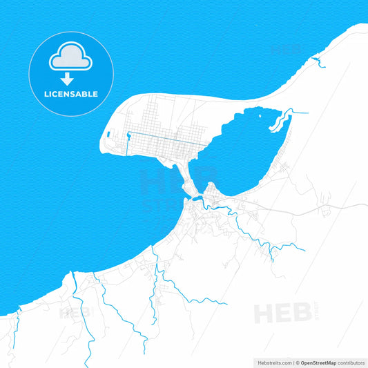 Puerto Cortés, Honduras PDF vector map with water in focus