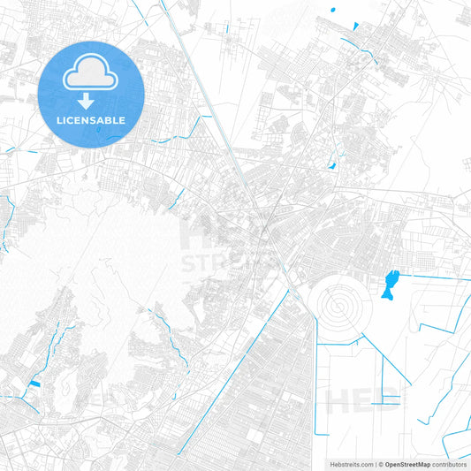 Ecatepec, Mexico PDF vector map with water in focus