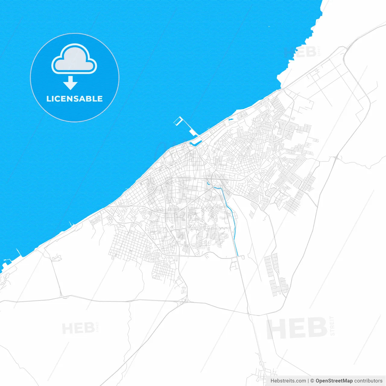 Campeche, Mexico PDF vector map with water in focus