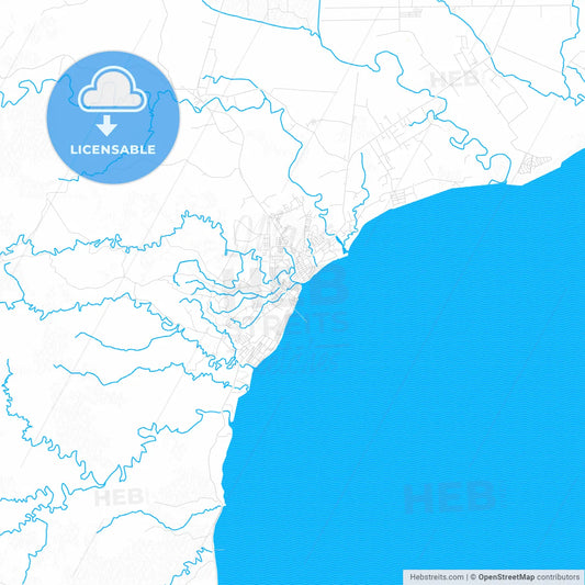 Puerto Armuelles, Panama PDF vector map with water in focus