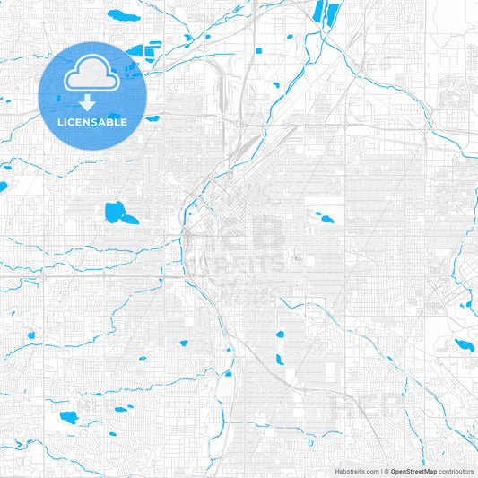Denver, Colorado, United States, PDF vector map with water in focus