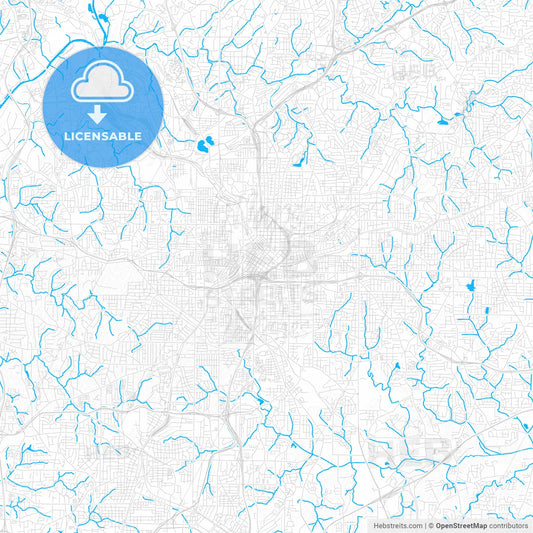 Atlanta, Georgia, United States, PDF vector map with water in focus