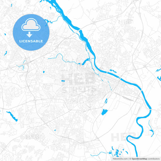 Augusta, Georgia, United States, PDF vector map with water in focus