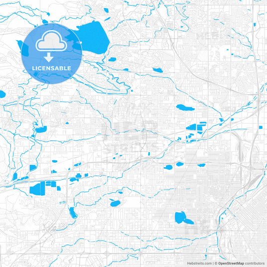 Arvada, Colorado, United States, PDF vector map with water in focus