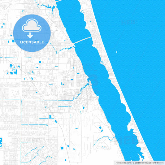 Palm Bay, Florida, United States, PDF vector map with water in focus