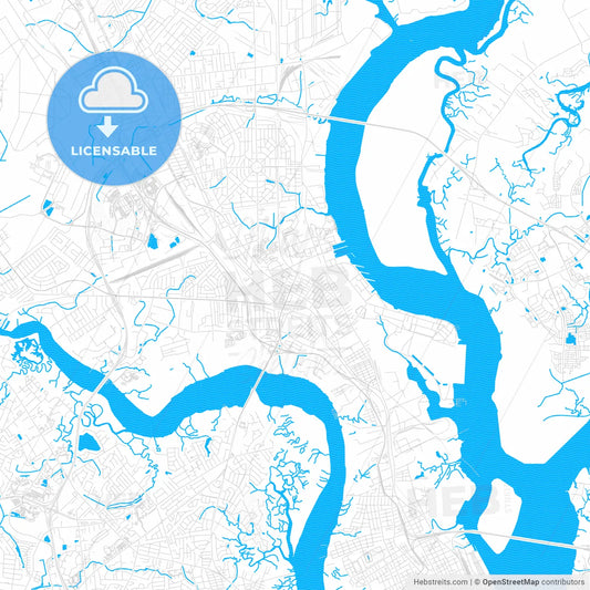 North Charleston, South Carolina, United States, PDF vector map with water in focus