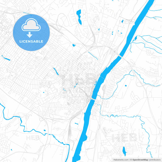 Albany, New York, United States, PDF vector map with water in focus