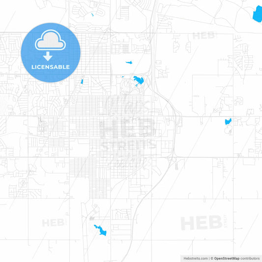 Lawton, Oklahoma, United States, PDF vector map with water in focus