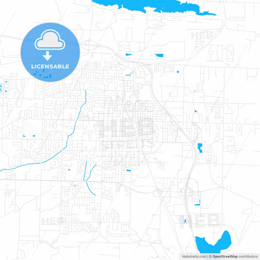 Conway, Arkansas, United States, PDF vector map with water in focus
