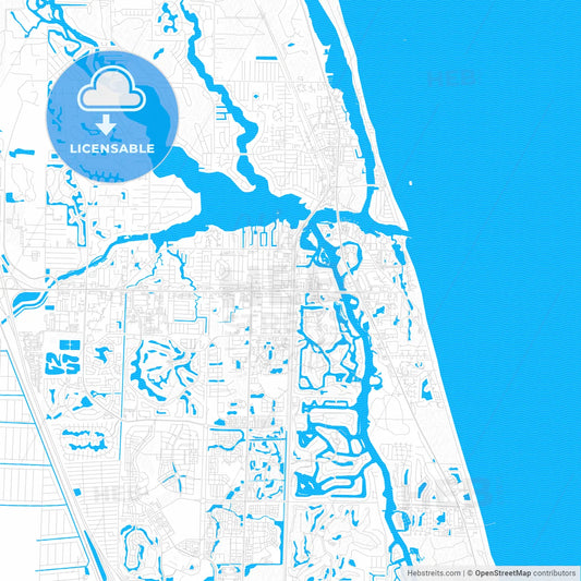 Jupiter, Florida, United States, PDF vector map with water in focus