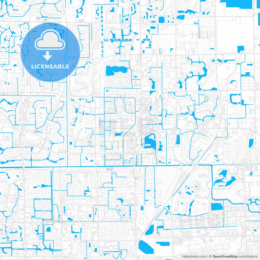 Margate, Florida, United States, PDF vector map with water in focus