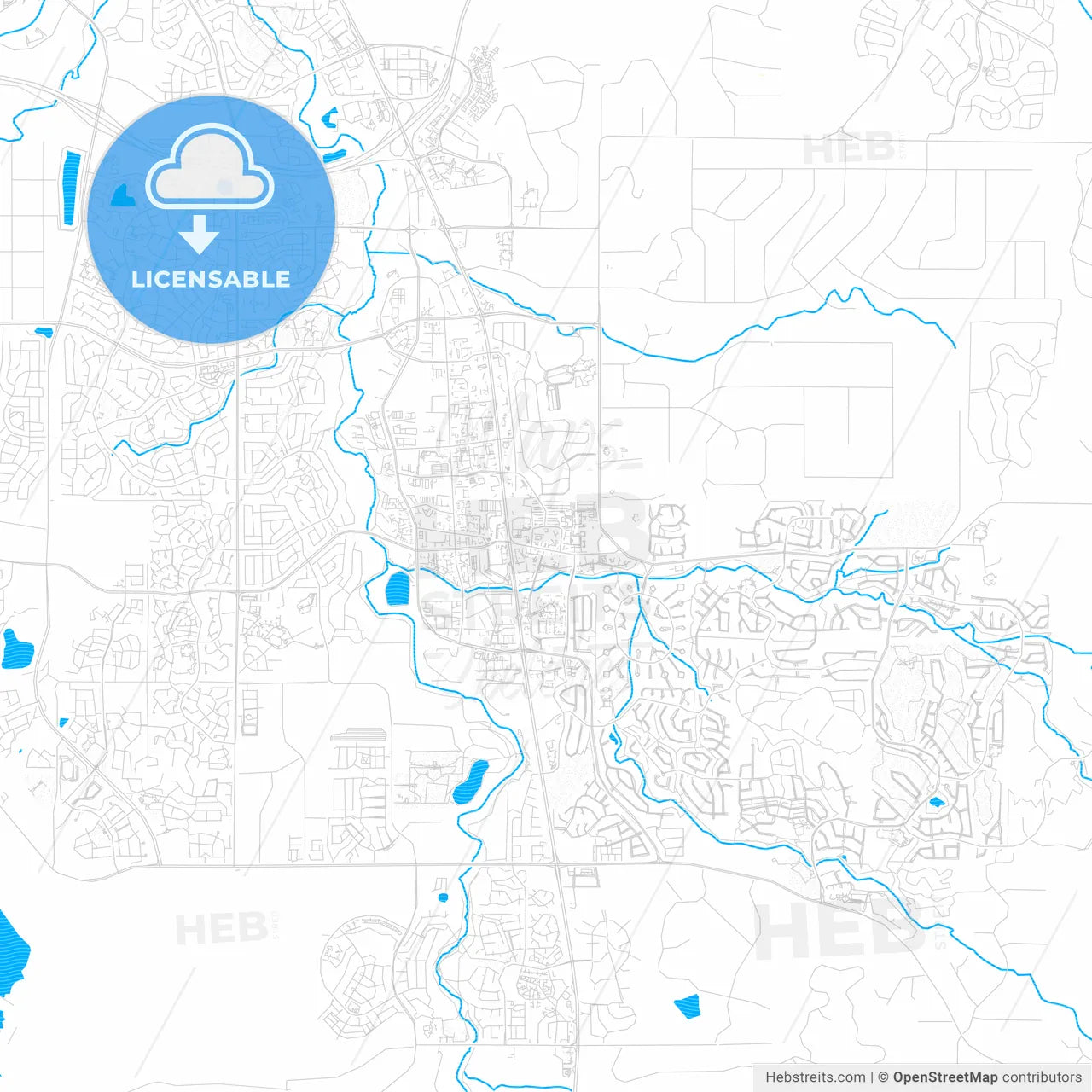 Parker, Colorado, United States, PDF vector map with water in focus
