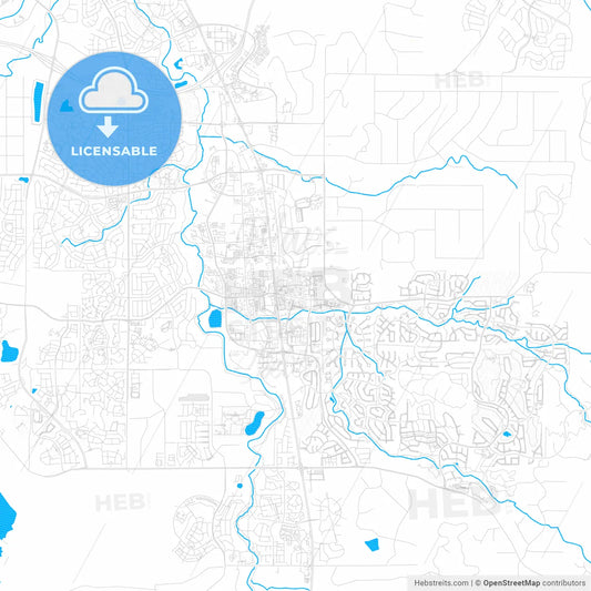 Parker, Colorado, United States, PDF vector map with water in focus