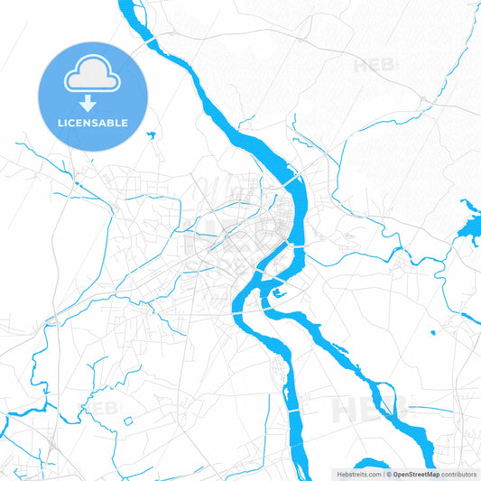 Chaozhou, China PDF vector map with water in focus