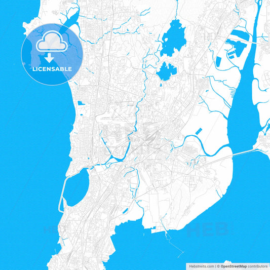 Mumbai, India PDF vector map with water in focus