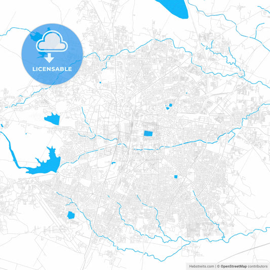 Nagpur, India PDF vector map with water in focus
