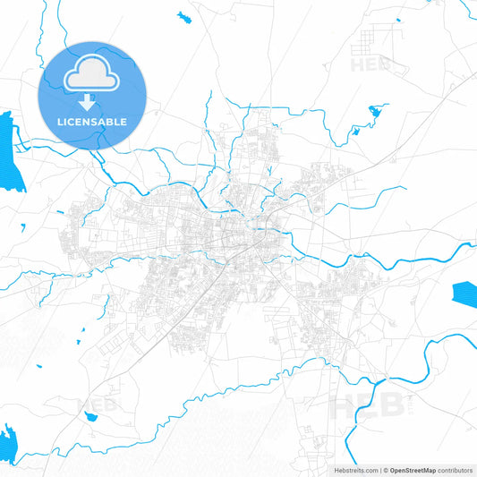 Nashik, India PDF vector map with water in focus