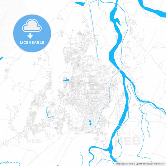 Bhubaneswar, India PDF vector map with water in focus
