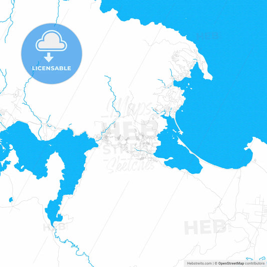 Jayapura, Indonesia PDF vector map with water in focus