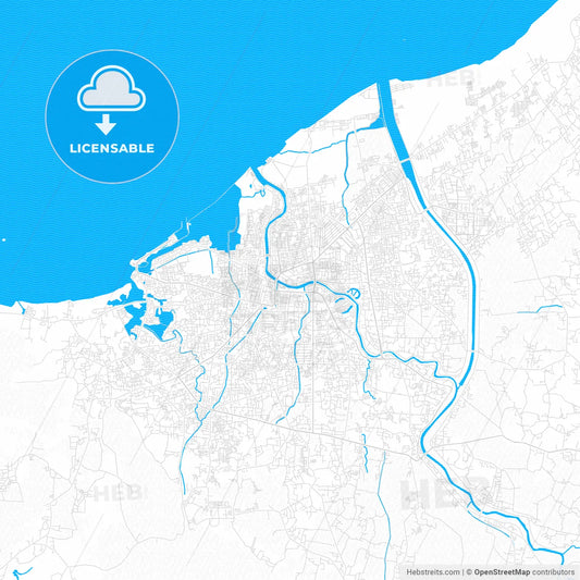 Banda Aceh, Indonesia PDF vector map with water in focus