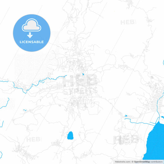 Tomohon, Indonesia PDF vector map with water in focus