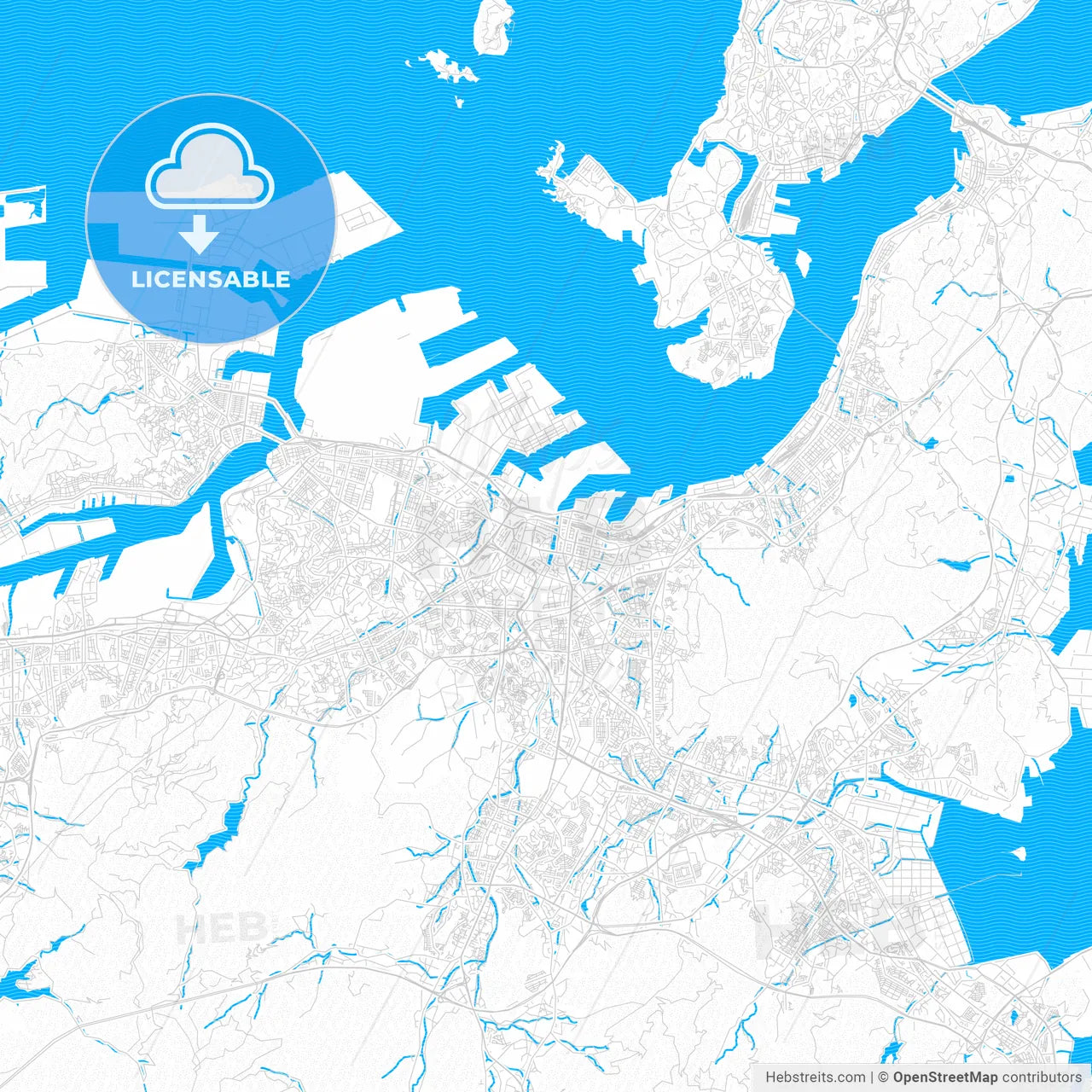 Kitakyushu, Japan Pdf Vector Map With Water In Focus – HEBSTREITS