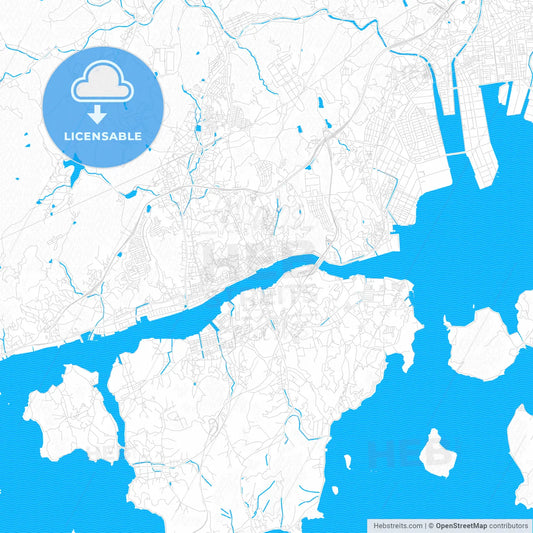 Onomichi, Japan PDF vector map with water in focus