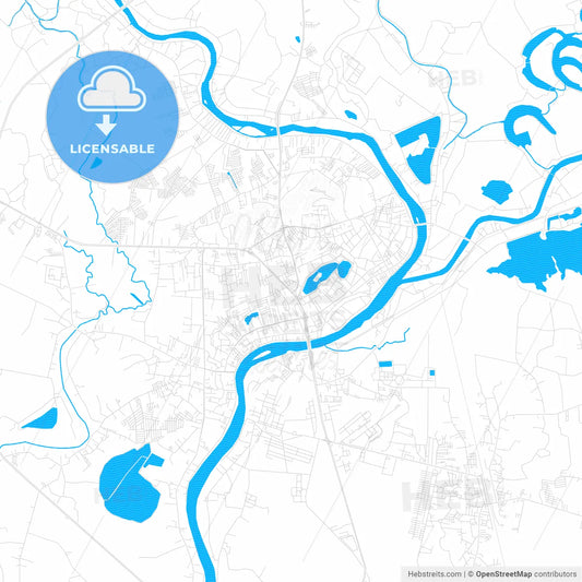 Nakhon Sawan, Thailand PDF vector map with water in focus