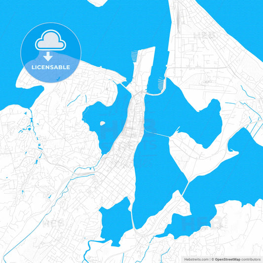 Tauranga, New Zealand PDF vector map with water in focus