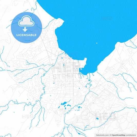 Rotorua, New Zealand PDF vector map with water in focus
