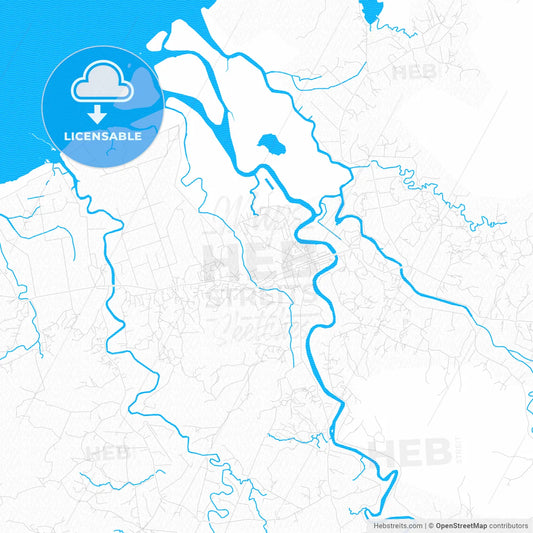 Labasa, Fiji PDF vector map with water in focus