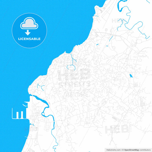 Bata, Equatorial Guinea PDF vector map with water in focus
