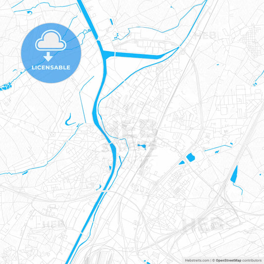 Vilvoorde, Belgium PDF vector map with water in focus