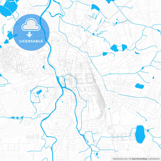 České Budějovice, Czechia PDF vector map with water in focus