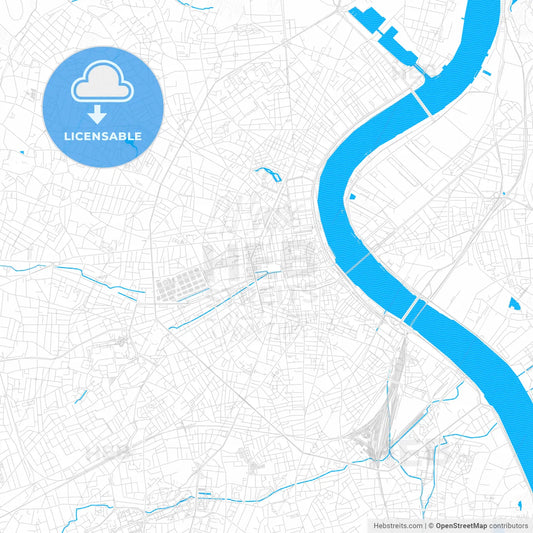 Bordeaux, France PDF vector map with water in focus