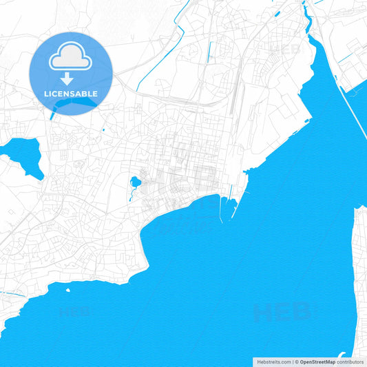 Saint-Nazaire, France PDF vector map with water in focus