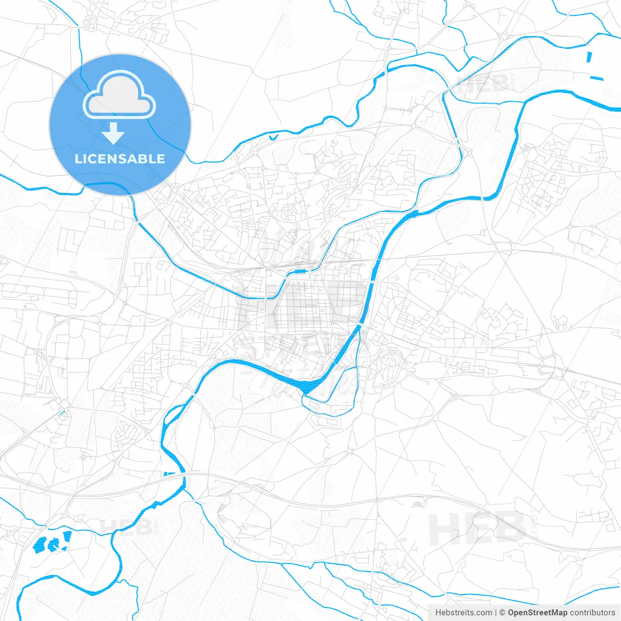 Carcassonne, France PDF vector map with water in focus