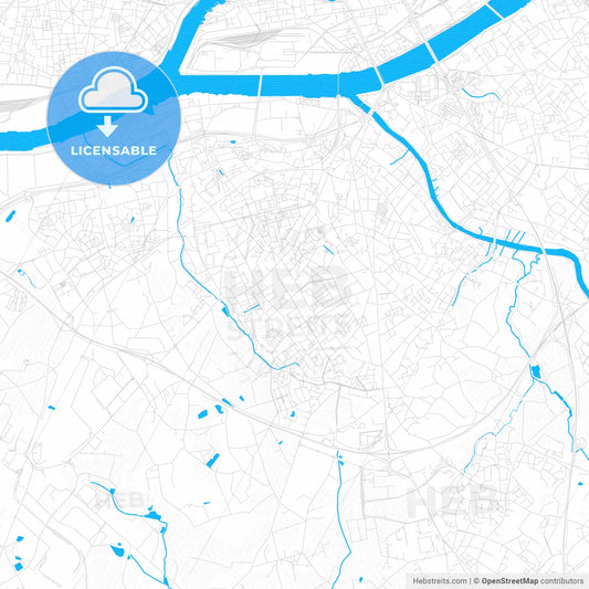 Rezé, France PDF vector map with water in focus