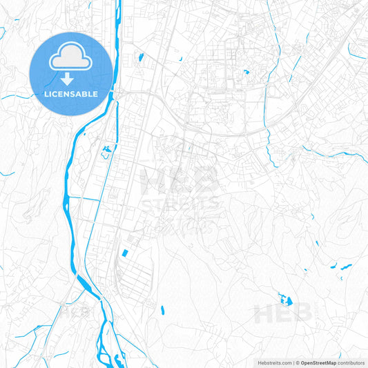 Échirolles, France PDF vector map with water in focus