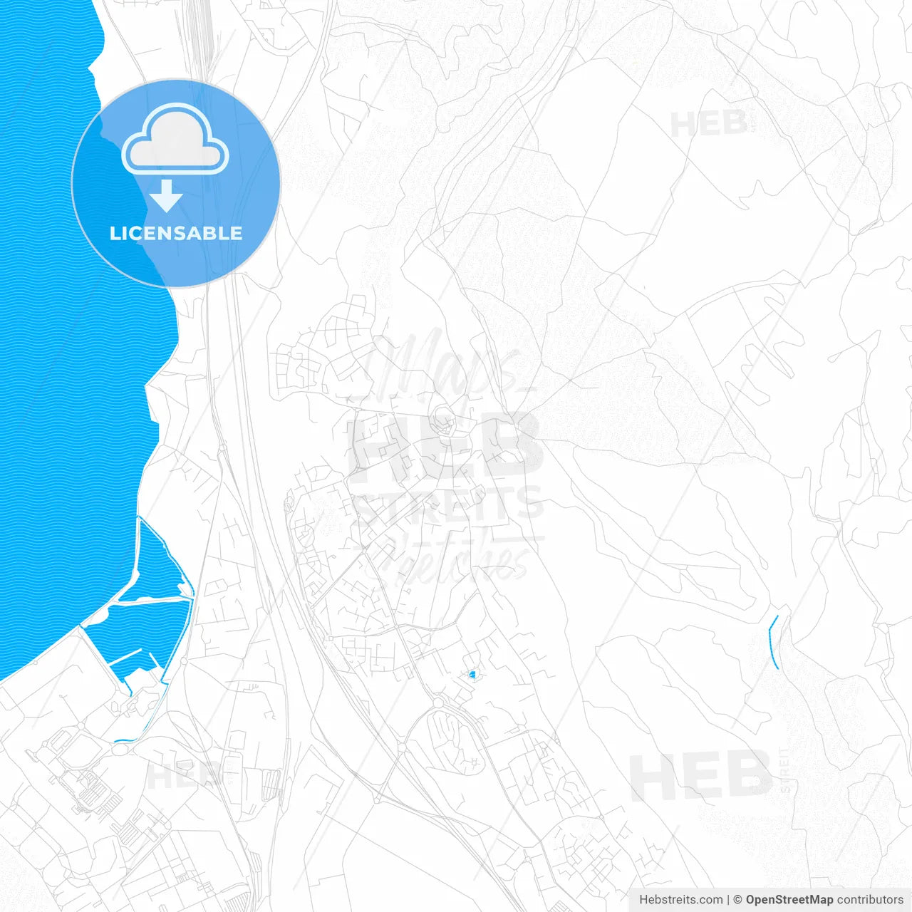 Vitrolles, France PDF vector map with water in focus