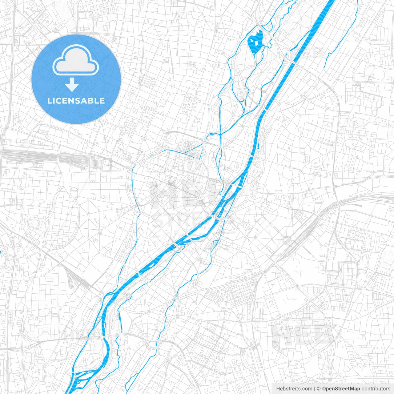 München, Germany PDF vector map with water in focus