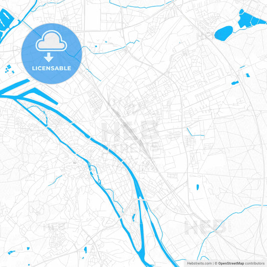 Bamberg, Germany PDF vector map with water in focus