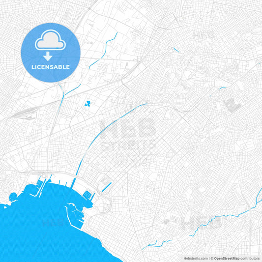 Kallithea, Greece PDF vector map with water in focus