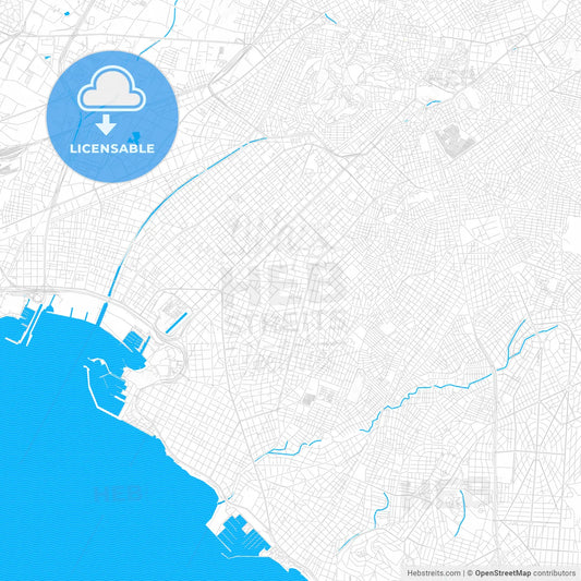 Nea Smyrni, Greece PDF vector map with water in focus