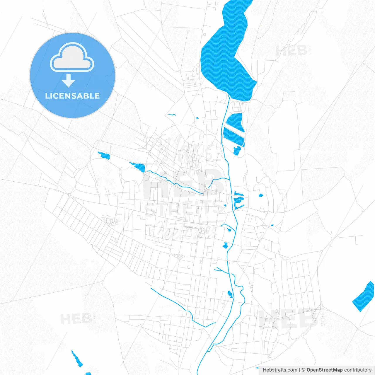 Comrat, Moldova PDF vector map with water in focus
