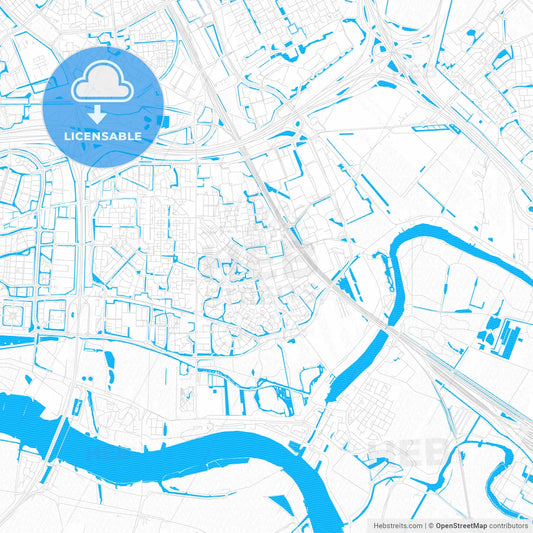 Barendrecht, Netherlands PDF vector map with water in focus